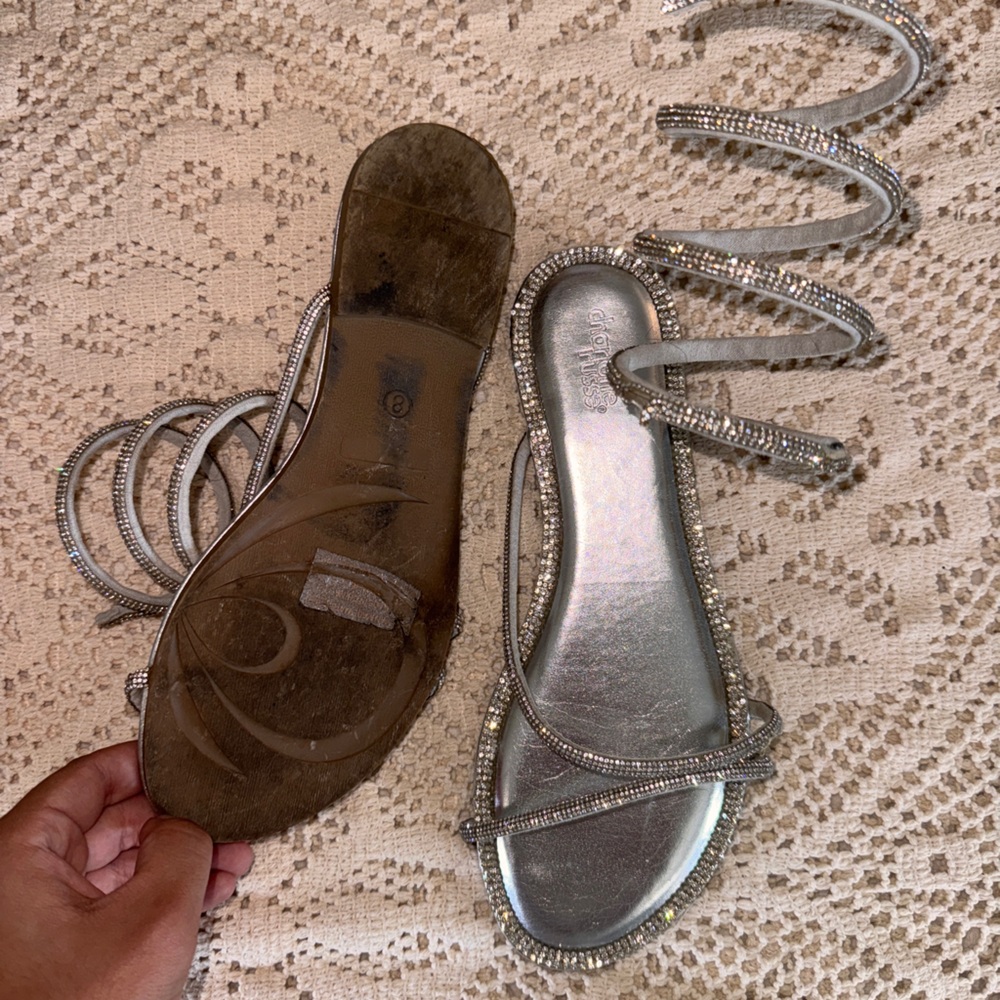 Elegant Silver Strappy Sandals